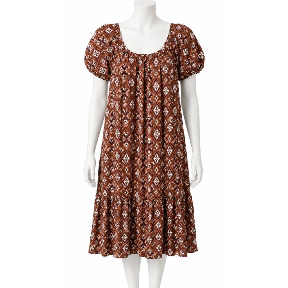 Knox Rose Midi Dress 2XL Brown Pink Purple Boho Pocket Prairie Cottage